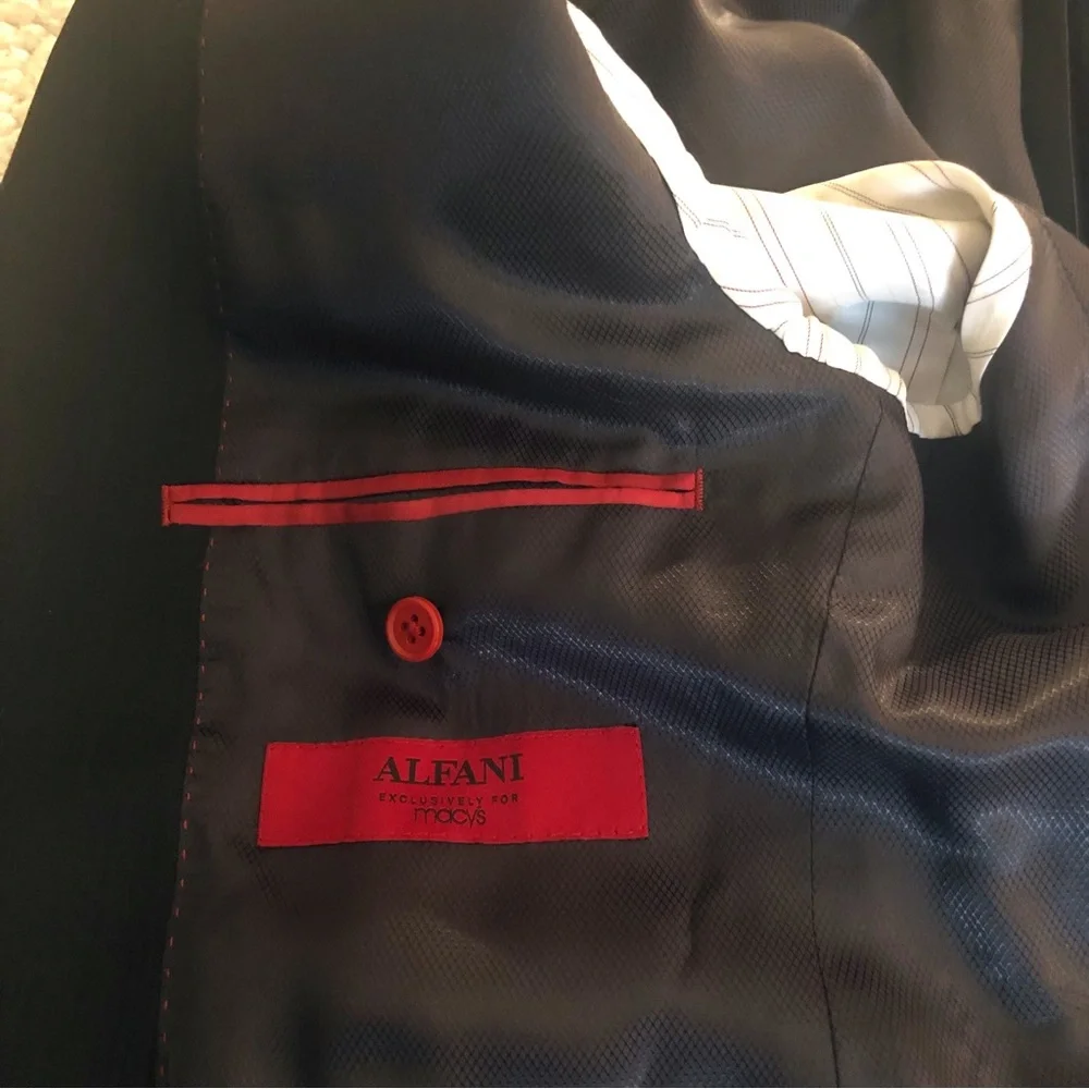 Alfani Men’s Black Sport Coat 100% Wool with Stripes - Picture 2 of 6